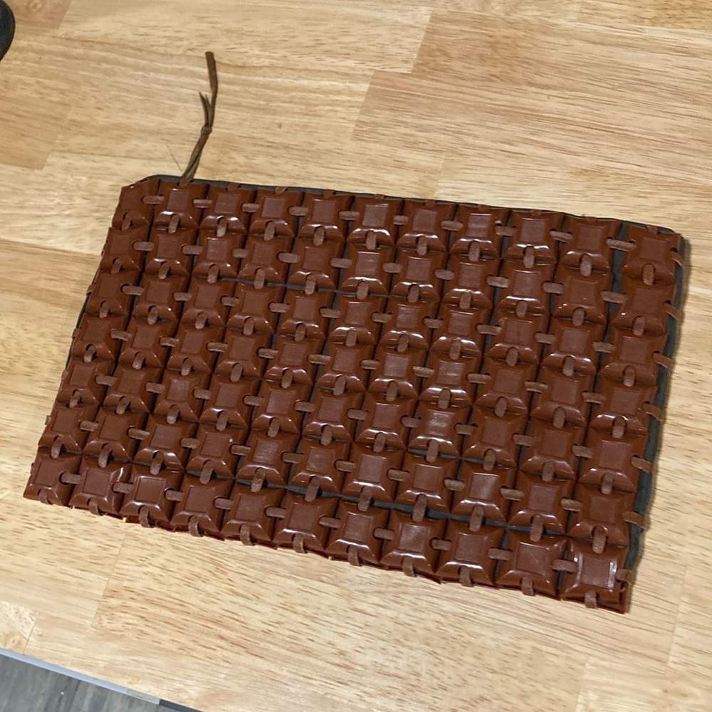 vintage 1940’s Plasticflex brown clutch purse handbag